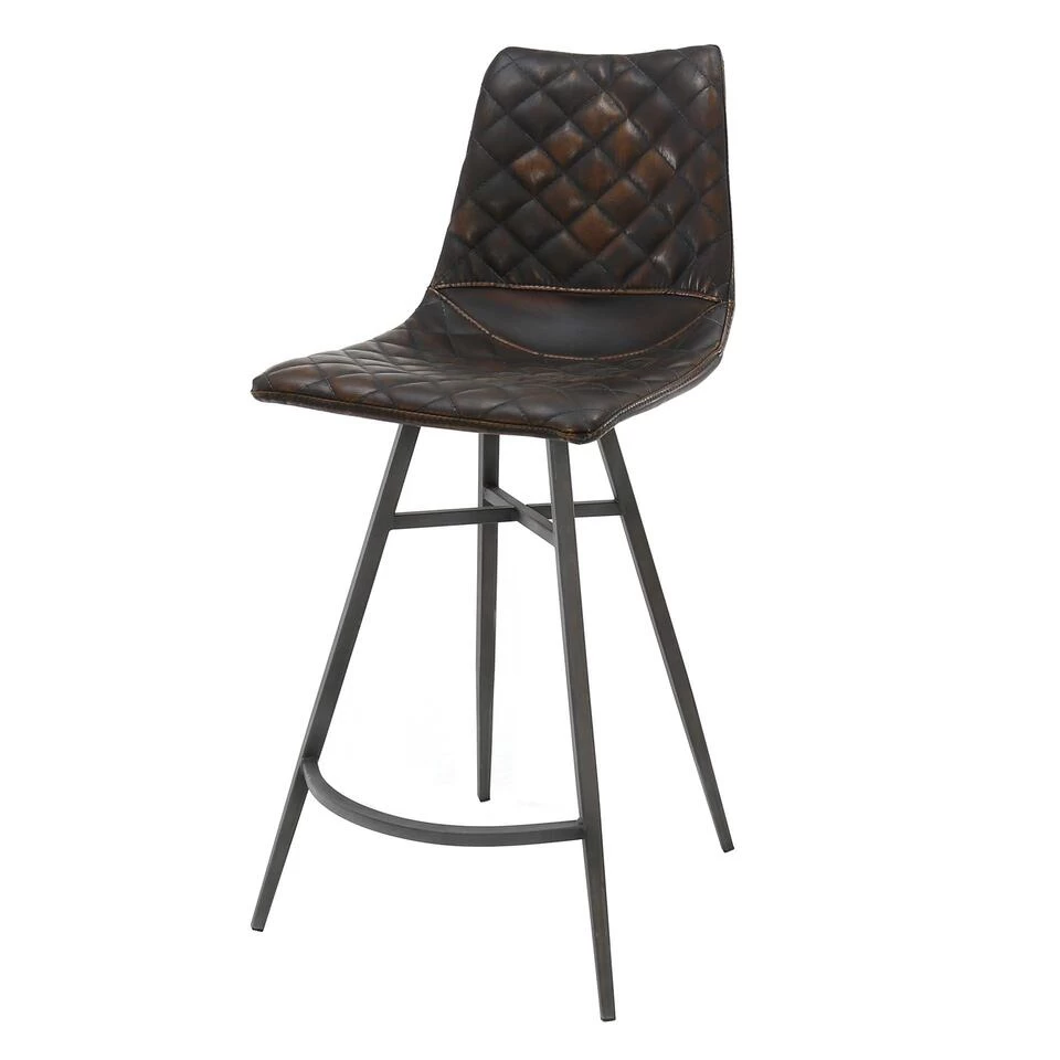 Hoyz Barstoel Vintage - Diamond Kruispoot - Donkerbruin - 2 Stuks 3 Hoyz Barstoel Vintage - Diamond Kruispoot - Donkerbruin - 2 Stuks