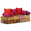 VidaXL Poef Tweezits Modulair Stof Patchwork -ZitMeester ComfortDesign 1000054559
