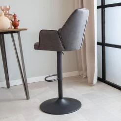 Industriële Barkruk Novan Antraciet - Zithoogte 68 Cm - Stof - Grijs -ZitMeester ComfortDesign 1000054629 0101