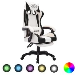 VidaXL Racestoel Met RGB LED-verlichting Kunstleer Zwart En Wit