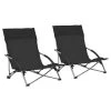VidaXL Strandstoelen 2 St Inklapbaar Stof Zwart -ZitMeester ComfortDesign 1000056430