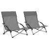 VidaXL Strandstoelen 2 St Inklapbaar Stof Grijs 1 VidaXL Strandstoelen 2 St Inklapbaar Stof Grijs -ZitMeester ComfortDesign 1000056434