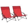 VidaXL Strandstoelen 2 St Inklapbaar Stof Rood -ZitMeester ComfortDesign 1000056441