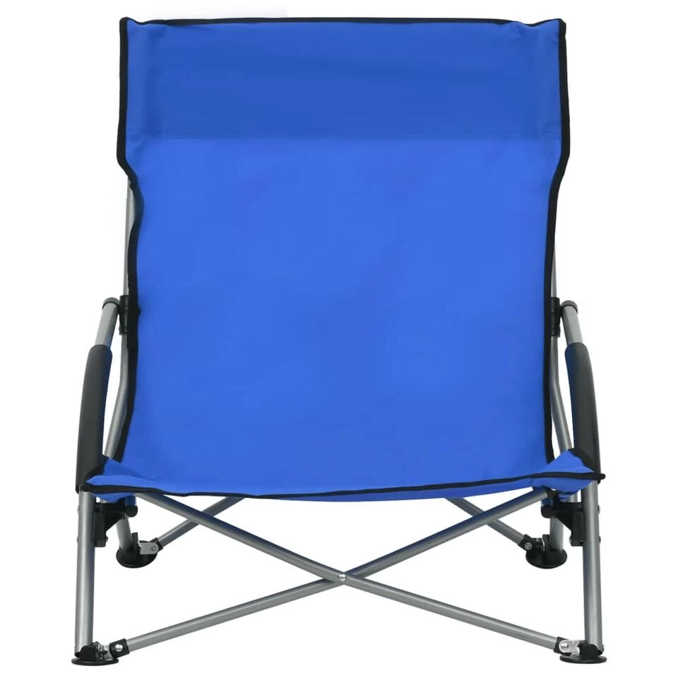 VidaXL Strandstoelen 2 St Inklapbaar Stof Blauw 4 VidaXL Strandstoelen 2 St Inklapbaar Stof Blauw - Image 2