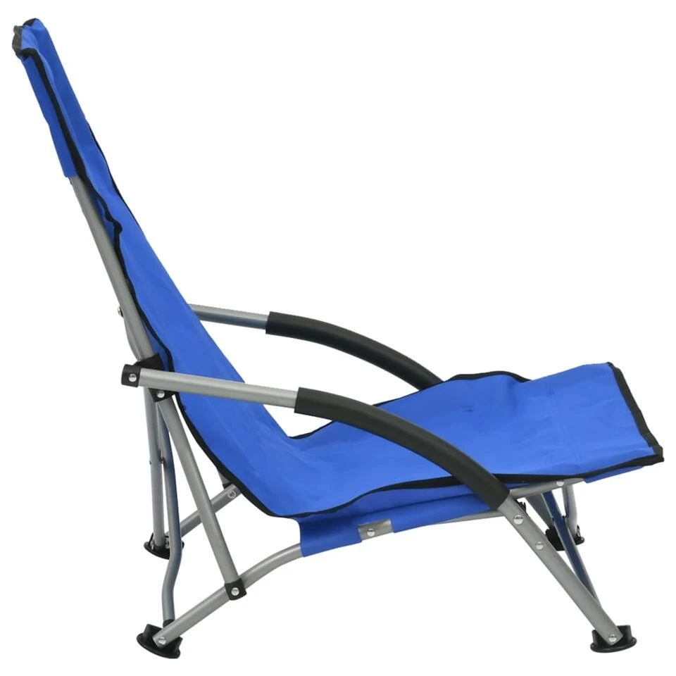 VidaXL Strandstoelen 2 St Inklapbaar Stof Blauw 5 VidaXL Strandstoelen 2 St Inklapbaar Stof Blauw - Image 3