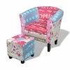 VidaXL Fauteuil Met Voetenbankje Patchwork Ontwerp Stof -ZitMeester ComfortDesign 1000059173