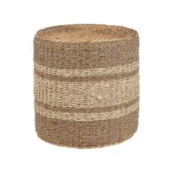 Beliani Poef BARBEL - Beige Waterhyacinth, Zeewier, Palmblad