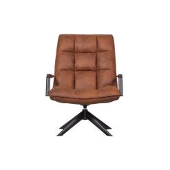 WOOOD Jouke Draaifauteuil Met Armleuning - Kunstleer - Cognac - 96x70x85