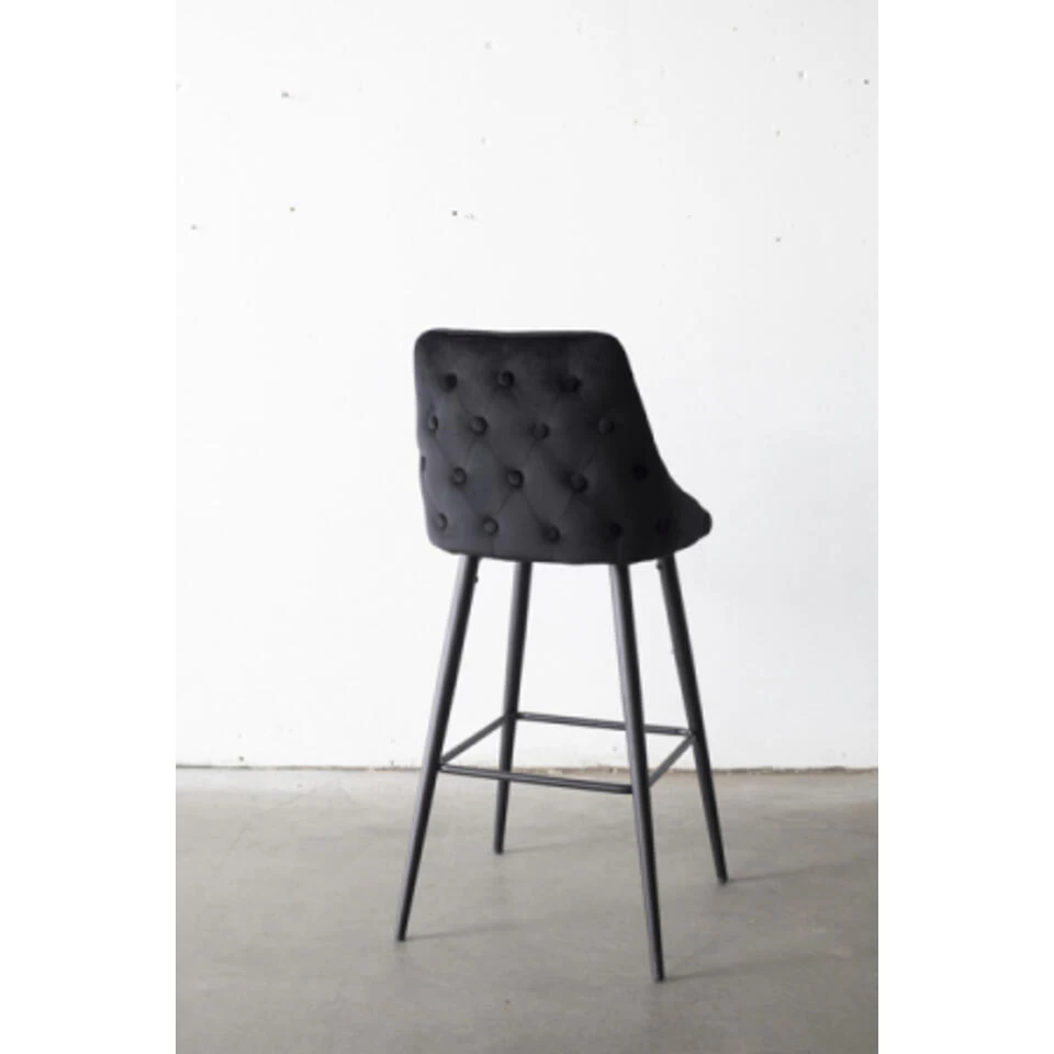 Giga Meubel Barstoel Velvet Zwart - Metaal - 50x57x101cm - Amber 4 Giga Meubel Barstoel Velvet Zwart - Metaal - 50x57x101cm - Amber - Image 2