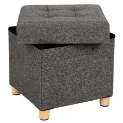 ACAZA Poef - Opvouwbaar - Met Poten - Stof - 38 Cm - Donkergrijs