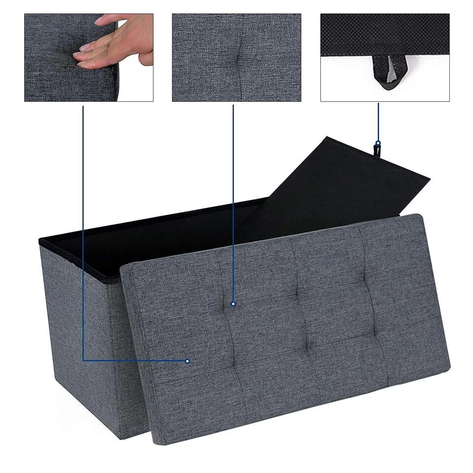 ACAZA Poef - Opvouwbaar - Zonder Poten - Stof - 76 Cm - Donkergrijs 5 ACAZA Poef - Opvouwbaar - Zonder Poten - Stof - 76 Cm - Donkergrijs - Image 3