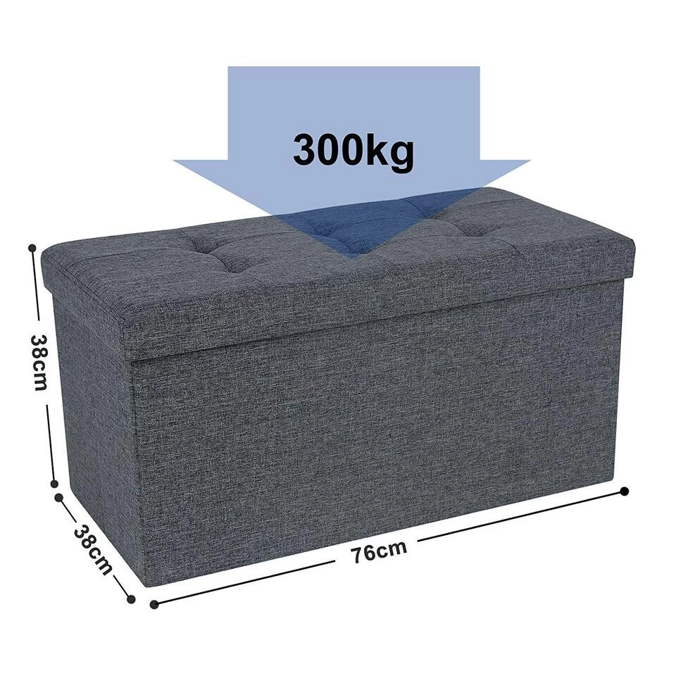 ACAZA Poef - Opvouwbaar - Zonder Poten - Stof - 76 Cm - Donkergrijs 6 ACAZA Poef - Opvouwbaar - Zonder Poten - Stof - 76 Cm - Donkergrijs - Image 4