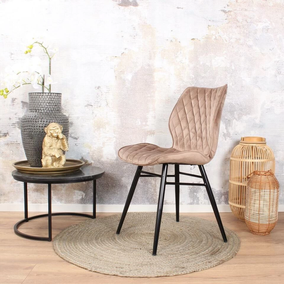 DS4U® Ruby Eetkamerstoel 2.0 - Stof - Beige 4 DS4U® Ruby Eetkamerstoel 2.0 - Stof - Beige - Image 2