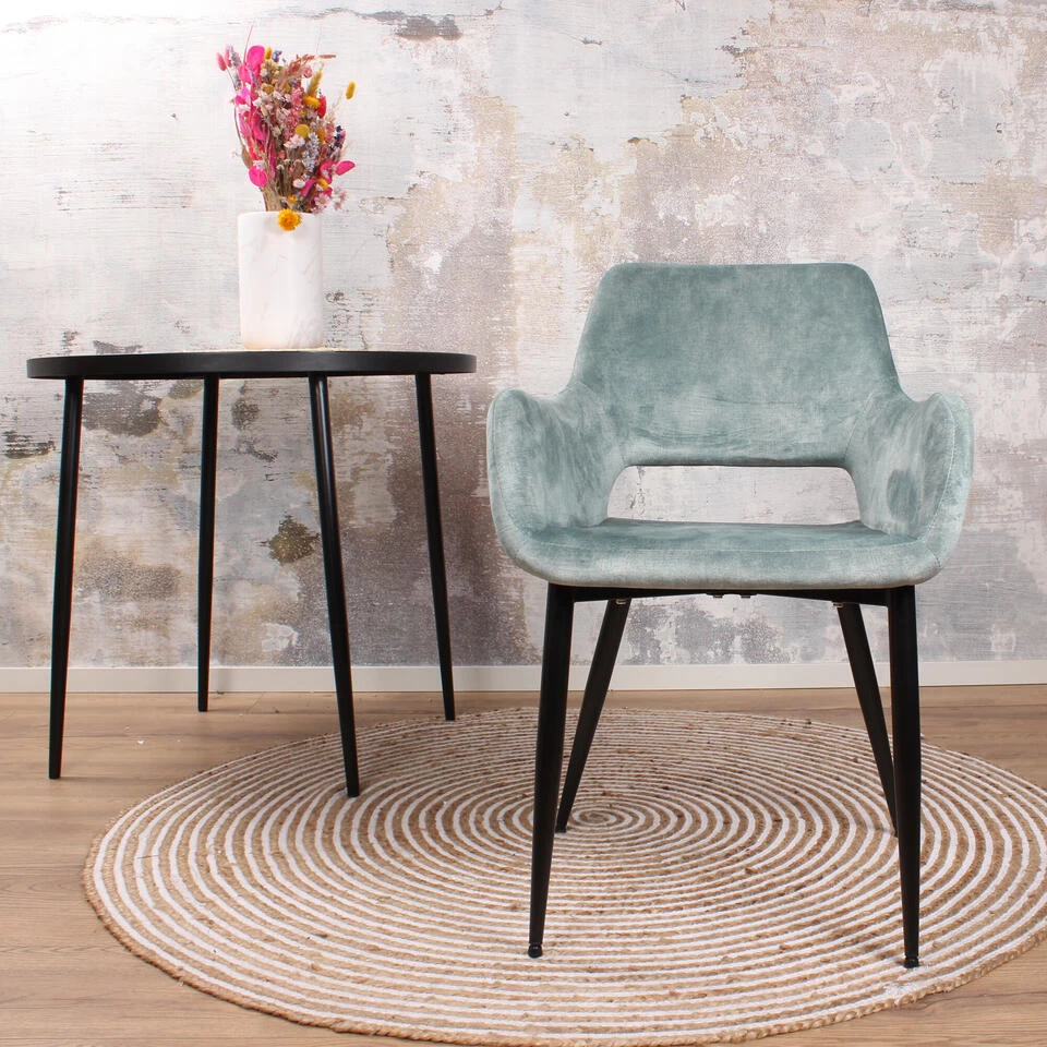 DS4U® Lenon Eetkamerstoel Velvet - Stof - Blauw 5 DS4U® Lenon Eetkamerstoel Velvet - Stof - Blauw - Image 3