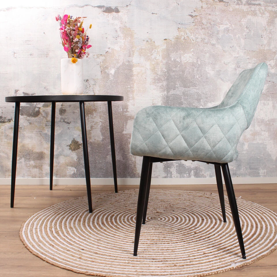 DS4U® Lenon Eetkamerstoel Velvet - Stof - Blauw 6 DS4U® Lenon Eetkamerstoel Velvet - Stof - Blauw - Image 4