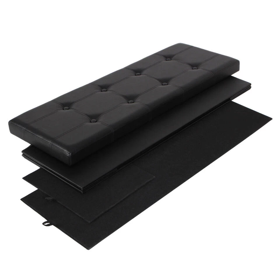 ACAZA Poef - Opvouwbaar - Zonder Poten - 2 Compartimenten - 110 Cm - Zwart 4 ACAZA Poef - Opvouwbaar - Zonder Poten - 2 Compartimenten - 110 Cm - Zwart - Image 2