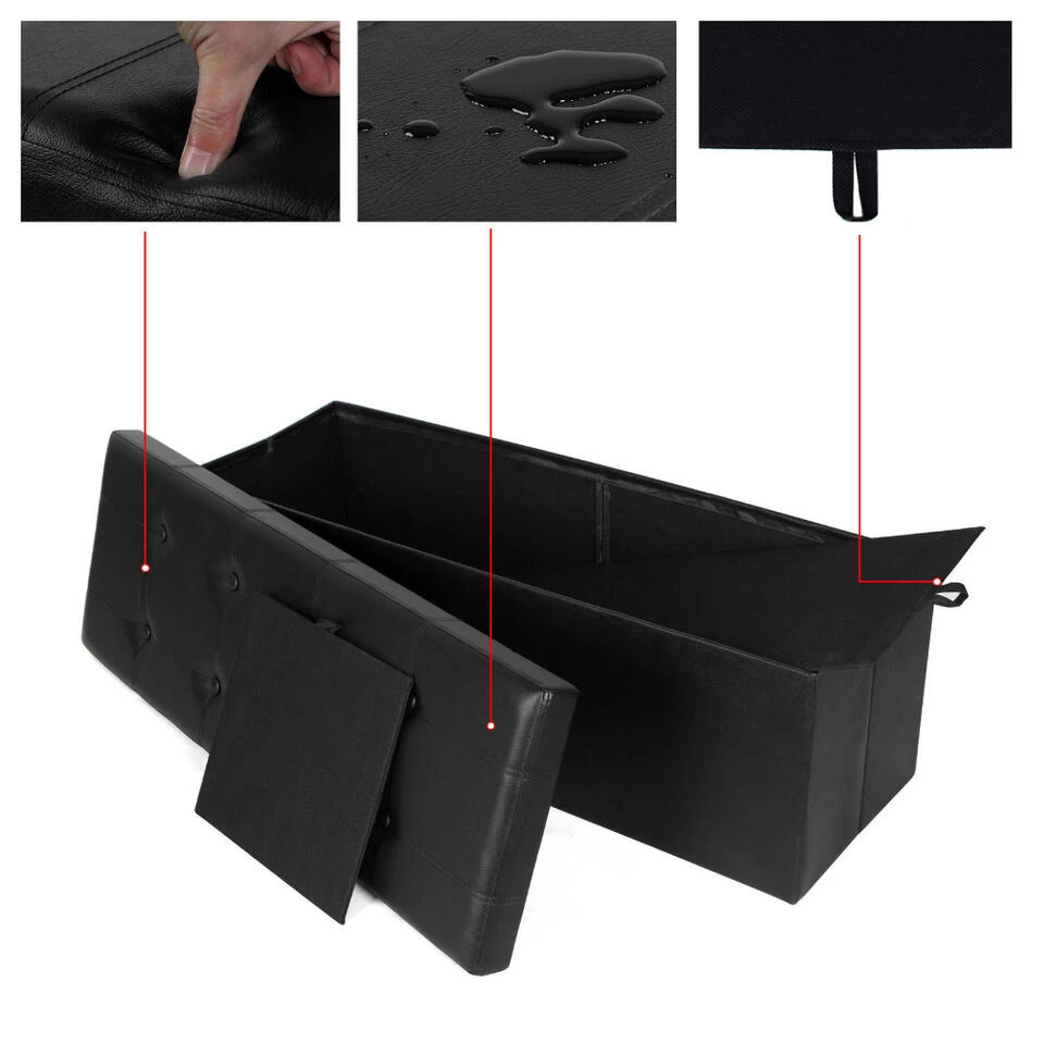 ACAZA Poef - Opvouwbaar - Zonder Poten - 2 Compartimenten - 110 Cm - Zwart 5 ACAZA Poef - Opvouwbaar - Zonder Poten - 2 Compartimenten - 110 Cm - Zwart - Image 3