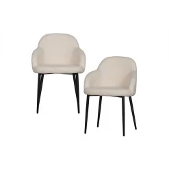 WOOOD Eetkamerstoel Noortje - Teddy - Wit - Set Van 2