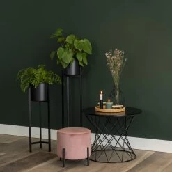 QUVIO Poef Met Vier Metalen Poten - Velvet - Vintage Roze 9 QUVIO Poef Met Vier Metalen Poten - Velvet - Vintage Roze -ZitMeester ComfortDesign 1000071931 0103