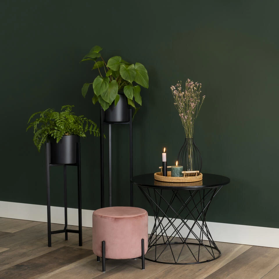 QUVIO Poef Met Vier Metalen Poten - Velvet - Vintage Roze 6 QUVIO Poef Met Vier Metalen Poten - Velvet - Vintage Roze - Image 4