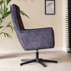 Fauteuil Draaibaar Casper Velvet Antraciet - Stof - Grijs -ZitMeester ComfortDesign 1000072638 0102