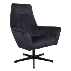 Fauteuil Draaibaar Casper Velvet Antraciet - Stof - Grijs