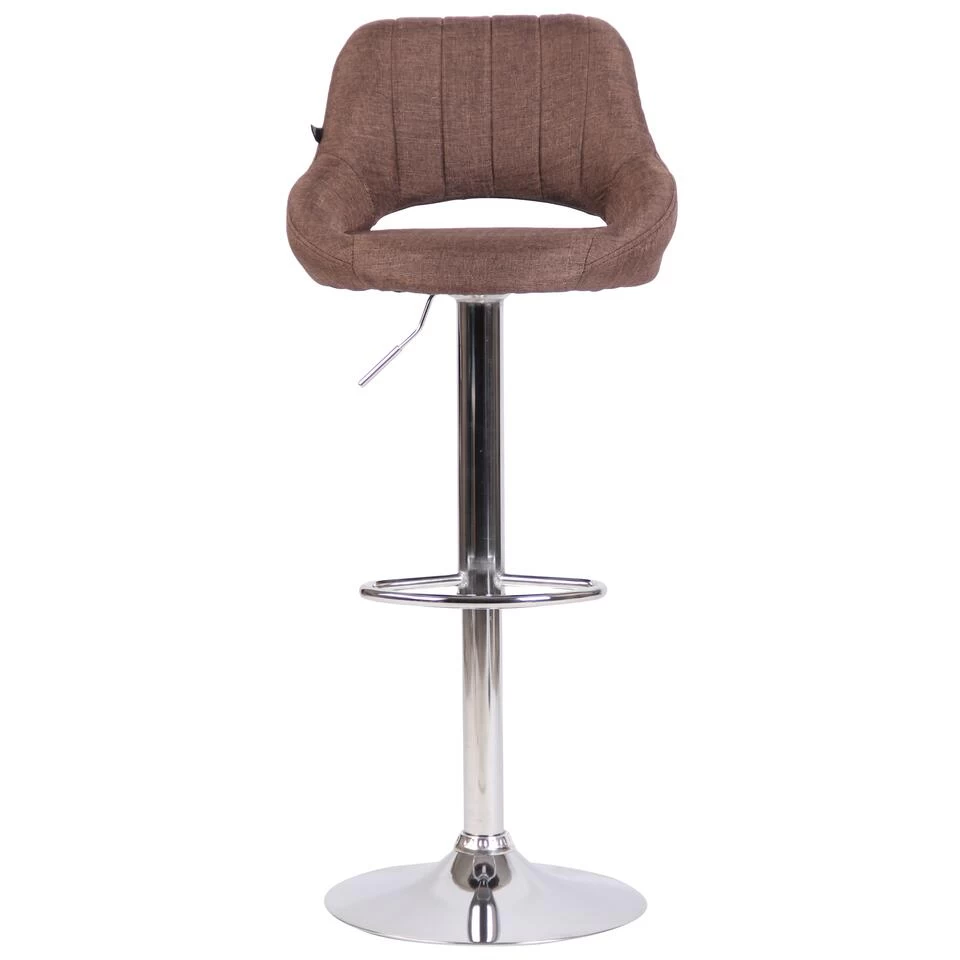 CLP Barkruk Milet Frame Chroom-look Stof Bruin 4 CLP Barkruk Milet Frame Chroom-look Stof Bruin - Image 2