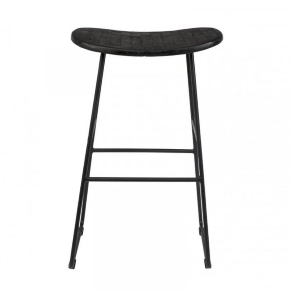 Giga Meubel Barkruk Zwart Teakhout & Metaal - Zithoogte 65cm - Kruk Tangle 5 Giga Meubel Barkruk Zwart Teakhout & Metaal - Zithoogte 65cm - Kruk Tangle - Image 3