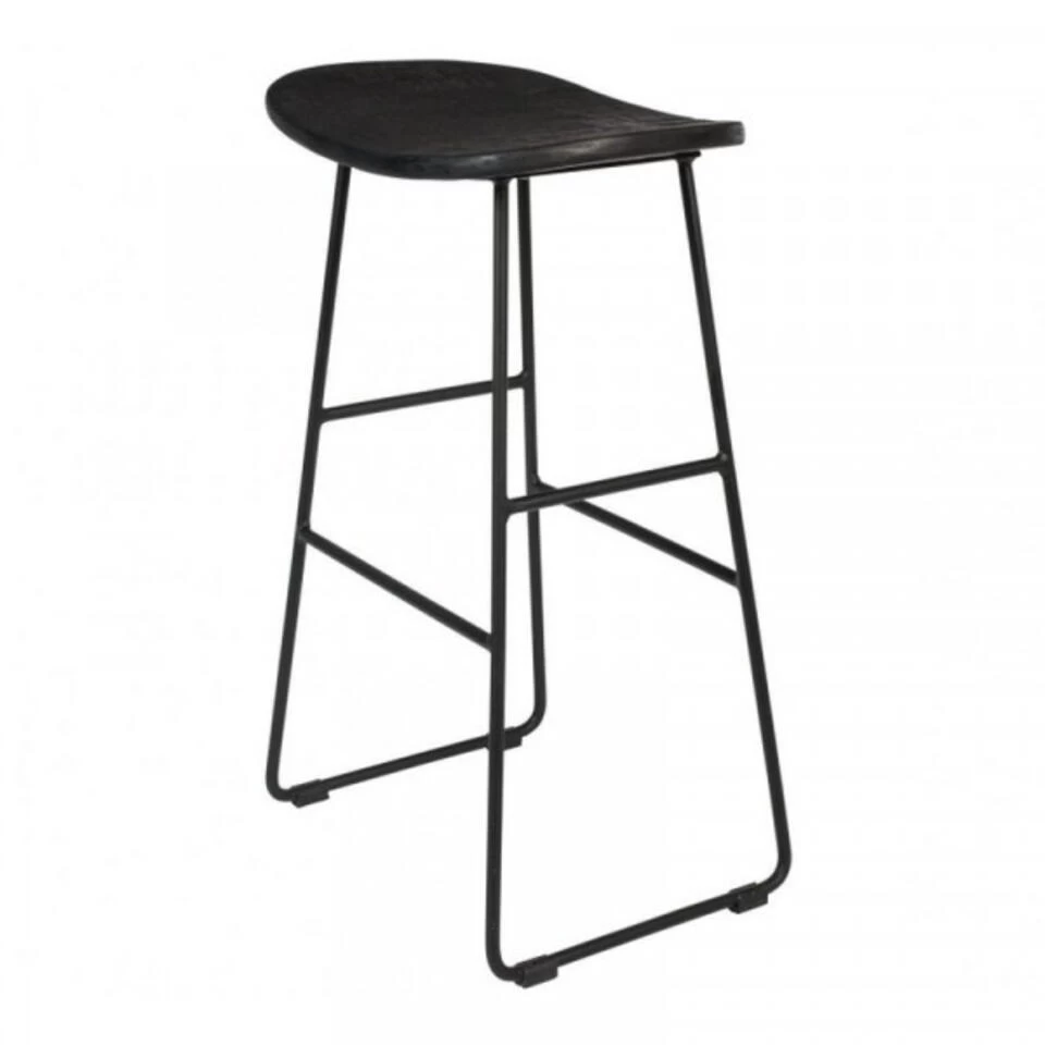 Giga Meubel Barkruk Zwart Teakhout & Metaal - Zithoogte 65cm - Kruk Tangle 3 Giga Meubel Barkruk Zwart Teakhout & Metaal - Zithoogte 65cm - Kruk Tangle