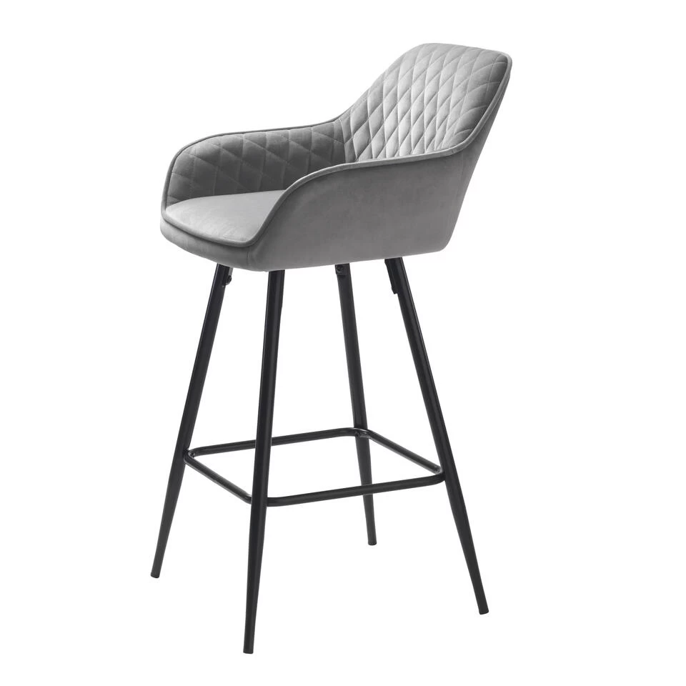 Giga Meubel Barstoel Grijs - Velvet - Barstoel Milton 4 Giga Meubel Barstoel Grijs - Velvet - Barstoel Milton - Image 2