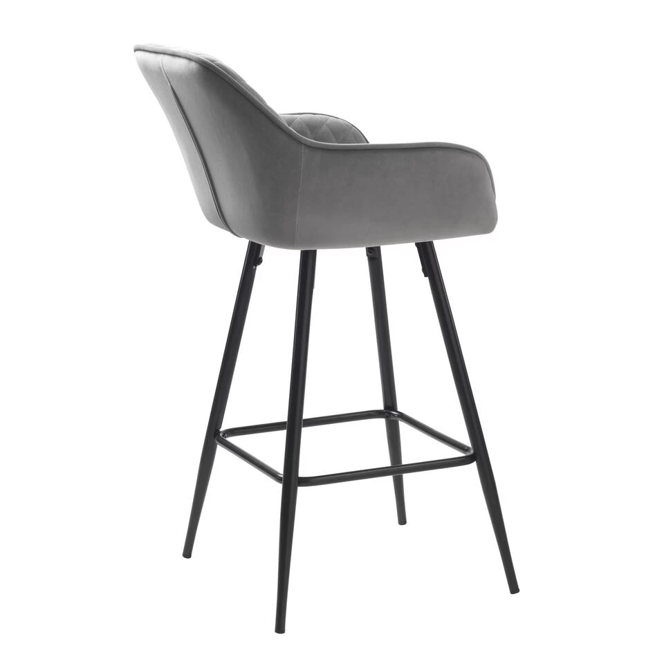 Giga Meubel Barstoel Grijs - Velvet - Barstoel Milton 5 Giga Meubel Barstoel Grijs - Velvet - Barstoel Milton - Image 3