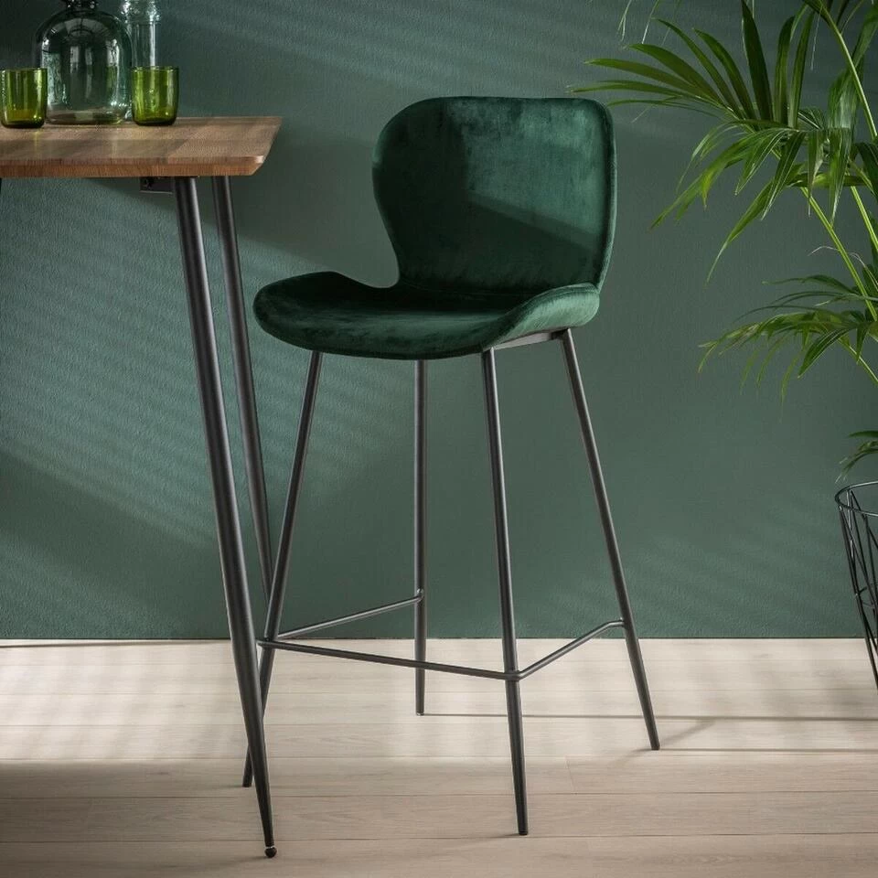 Verona Barstoel 67cm - Stof - Groen 4 Verona Barstoel 67cm - Stof - Groen - Image 2