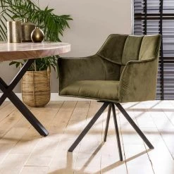 Ramon Eetkamerstoel Velvet - Stof - Groen -ZitMeester ComfortDesign 1000076879 0101