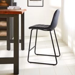 Set Van 2 Barkrukken Industrieel Mark Blauw Zithoogte 65 Cm Kunstleder 8 Set Van 2 Barkrukken Industrieel Mark Blauw Zithoogte 65 Cm Kunstleder -ZitMeester ComfortDesign 1000078924 0102