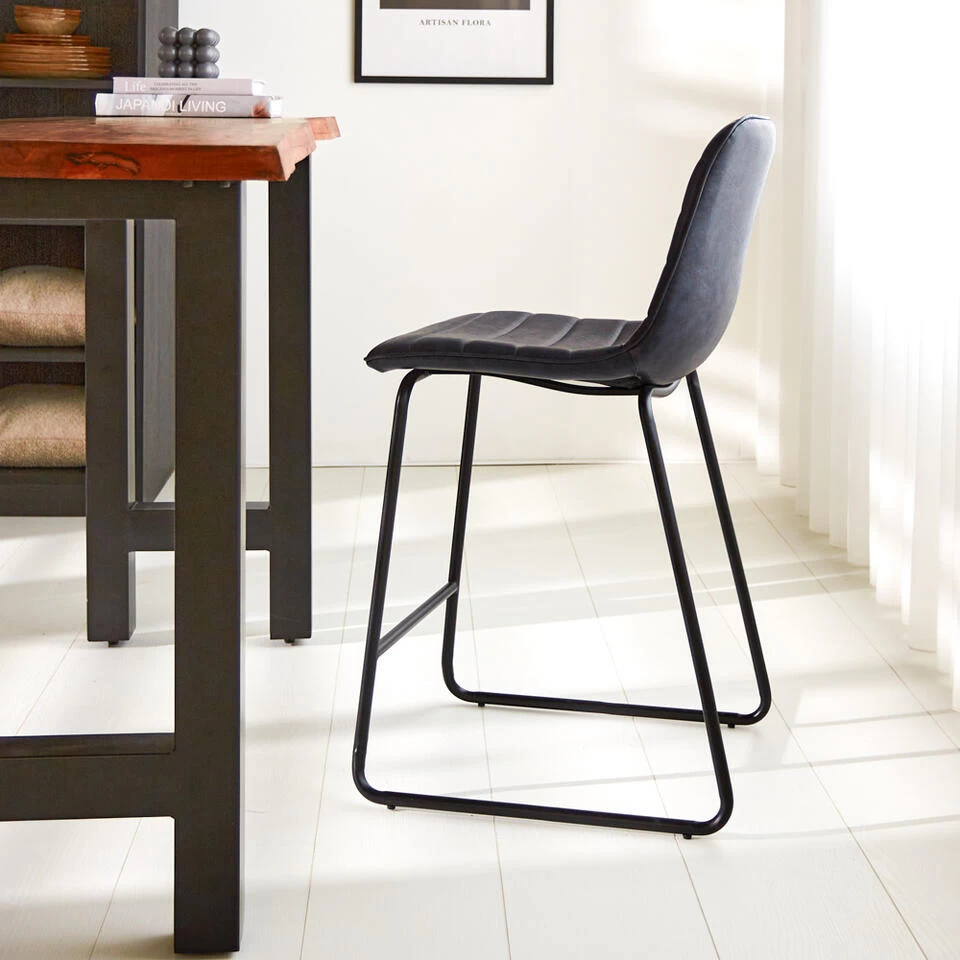 Set Van 2 Barkrukken Industrieel Mark Blauw Zithoogte 65 Cm Kunstleder 5 Set Van 2 Barkrukken Industrieel Mark Blauw Zithoogte 65 Cm Kunstleder - Image 3