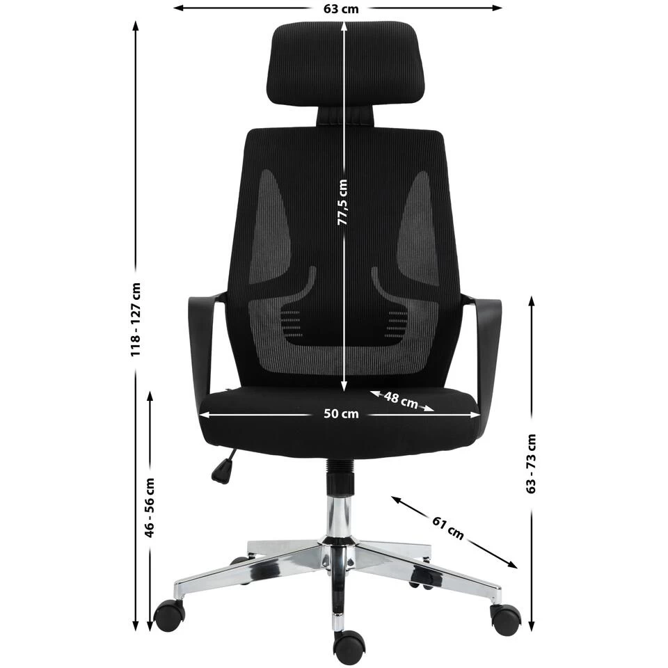 CLP Bureaustoel Kanab Mesh Zwart 4 CLP Bureaustoel Kanab Mesh Zwart - Image 2