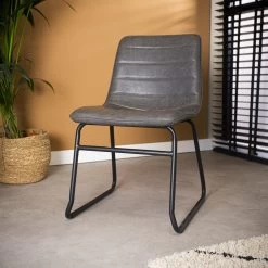 Set Van 2 Eetkamerstoelen Industrieel Mark Antraciet - Kunstleder - Grijs 7 Set Van 2 Eetkamerstoelen Industrieel Mark Antraciet - Kunstleder - Grijs -ZitMeester ComfortDesign 1000078973 0101