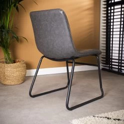 Set Van 2 Eetkamerstoelen Industrieel Mark Antraciet - Kunstleder - Grijs 9 Set Van 2 Eetkamerstoelen Industrieel Mark Antraciet - Kunstleder - Grijs -ZitMeester ComfortDesign 1000078973 0103