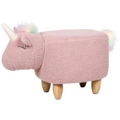 Beliani Dierenhocker UNICORN - Roze Polyester, Katoen