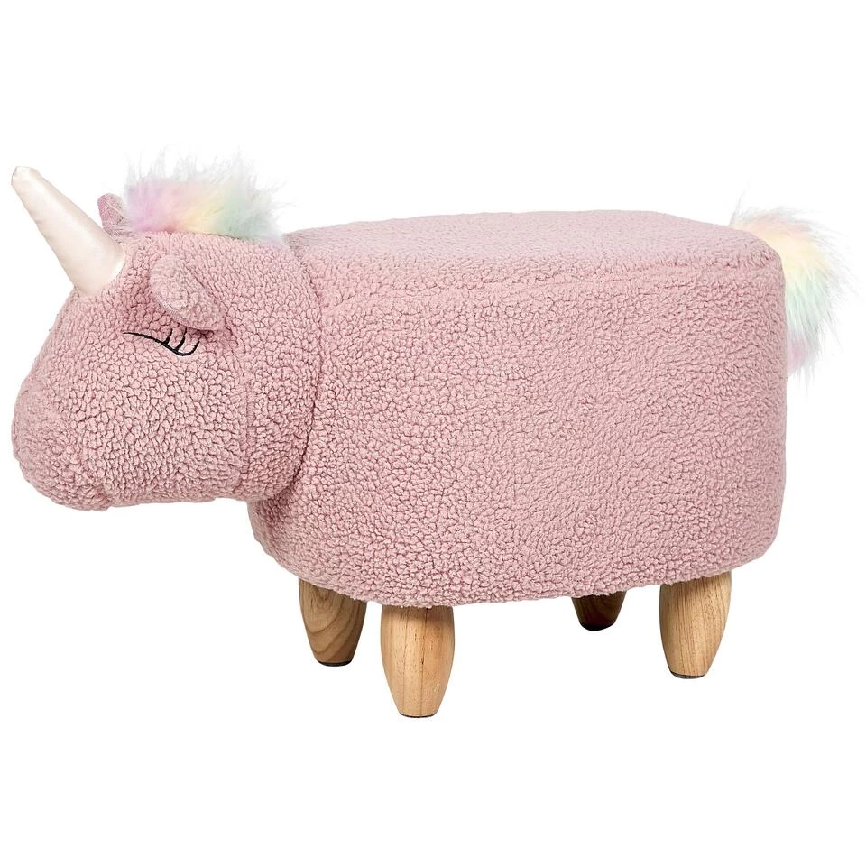 Beliani Dierenhocker UNICORN - Roze Polyester, Katoen 3 Beliani Dierenhocker UNICORN - Roze Polyester, Katoen