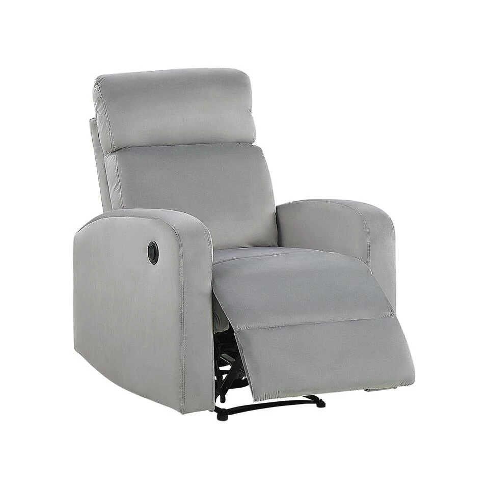 Beliani TV-fauteuil VERDAL - Grijs Fluweel 3 Beliani TV-fauteuil VERDAL - Grijs Fluweel