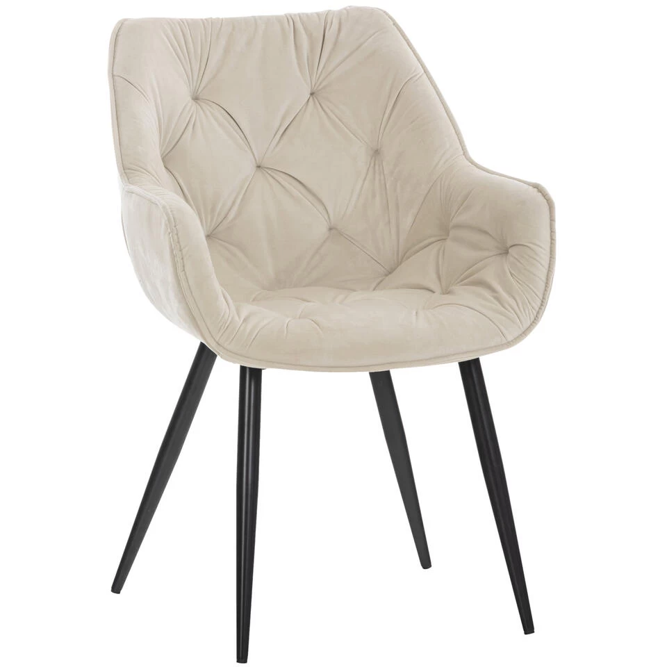 CLP Eetkamerstoel Tanna Fluweel Crème 3 CLP Eetkamerstoel Tanna Fluweel Crème