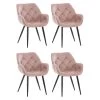 CLP Set Van 4 Eetkamerstoelen Tanna Fluweel Roze 1 CLP Set Van 4 Eetkamerstoelen Tanna Fluweel Roze -ZitMeester ComfortDesign 1000080770