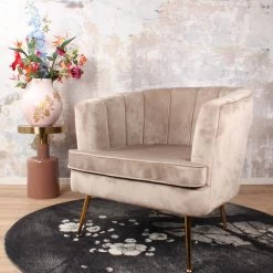 DS4U® Norah Fauteuil Velvet - Stof - Beige -ZitMeester ComfortDesign 1000081202 0101