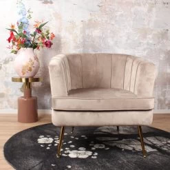 DS4U® Norah Fauteuil Velvet - Stof - Beige -ZitMeester ComfortDesign 1000081202 0103