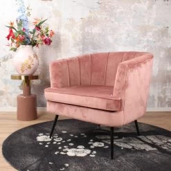 DS4U® Norah Fauteuil Velvet - Stof - Roze 7 DS4U® Norah Fauteuil Velvet - Stof - Roze -ZitMeester ComfortDesign 1000081203 0101