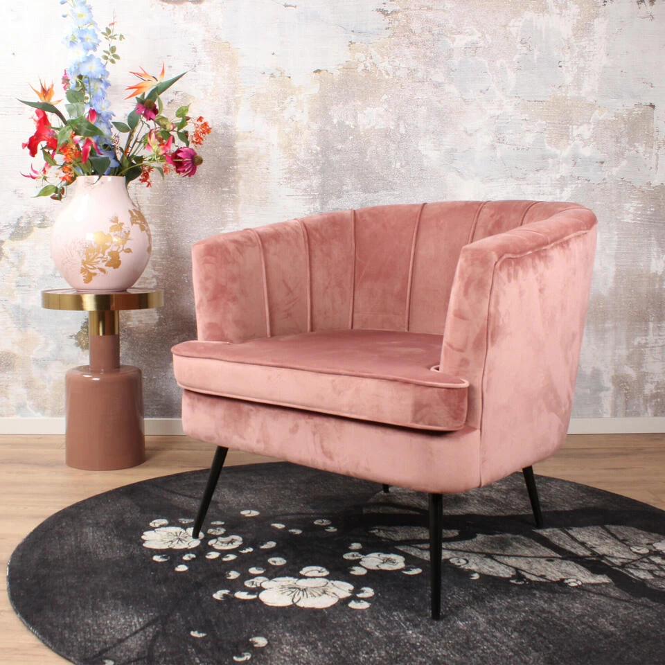 DS4U® Norah Fauteuil Velvet - Stof - Roze 4 DS4U® Norah Fauteuil Velvet - Stof - Roze - Image 2