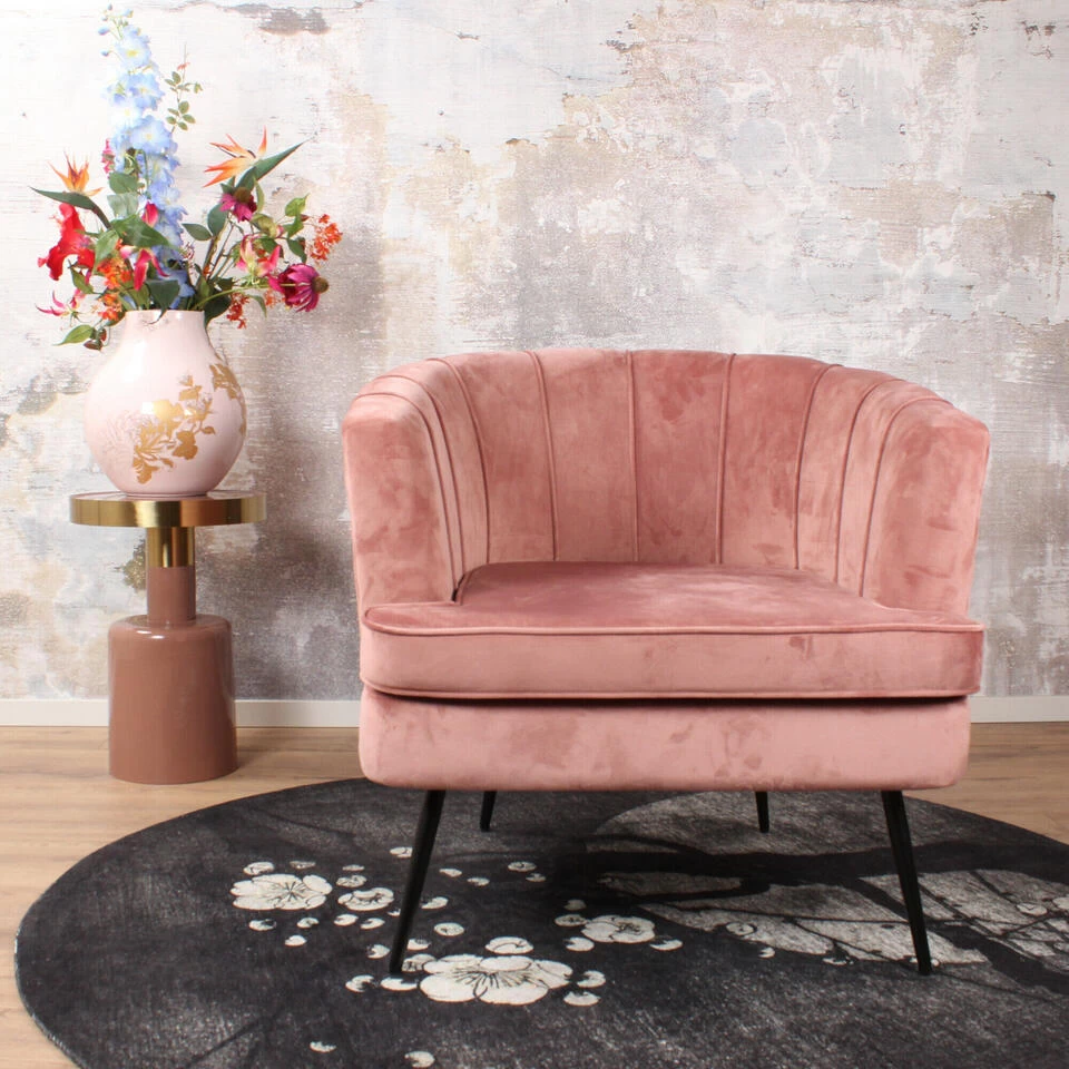 DS4U® Norah Fauteuil Velvet - Stof - Roze 5 DS4U® Norah Fauteuil Velvet - Stof - Roze - Image 3