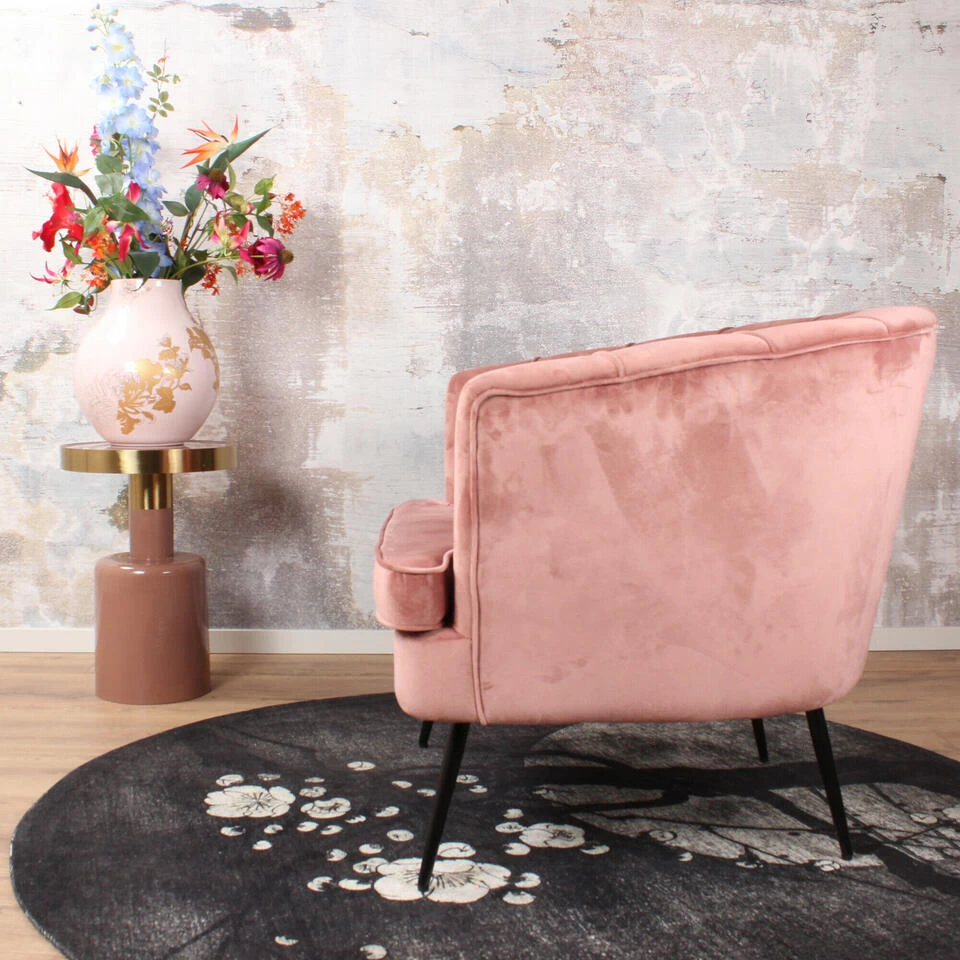 DS4U® Norah Fauteuil Velvet - Stof - Roze 6 DS4U® Norah Fauteuil Velvet - Stof - Roze - Image 4