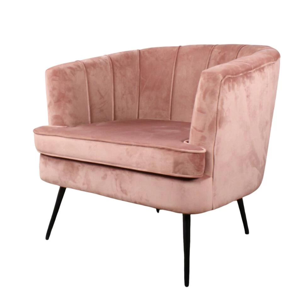 DS4U® Norah Fauteuil Velvet - Stof - Roze 3 DS4U® Norah Fauteuil Velvet - Stof - Roze